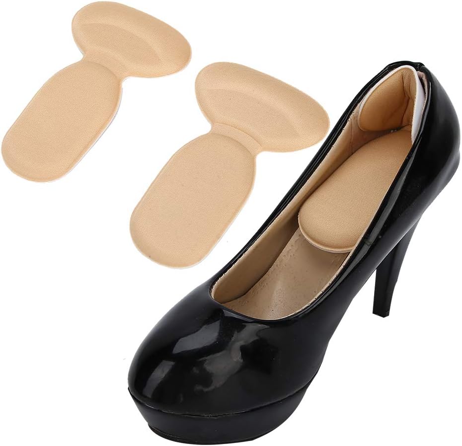 Dioche 10 Pairs Heel Stickers Heel Cushion Pads T Shape Heel Sticker Tape Arch Support Insoles High Heeled Shoes Patches Foot Care Protector