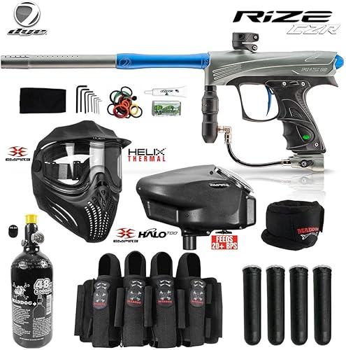Miniatura 8 de Maddog Dye Rize CZR - Marcador de pistola de paintball completo automático con tanque 483000 HPA, Empire Halo Too Loader, máscara térmica Empire