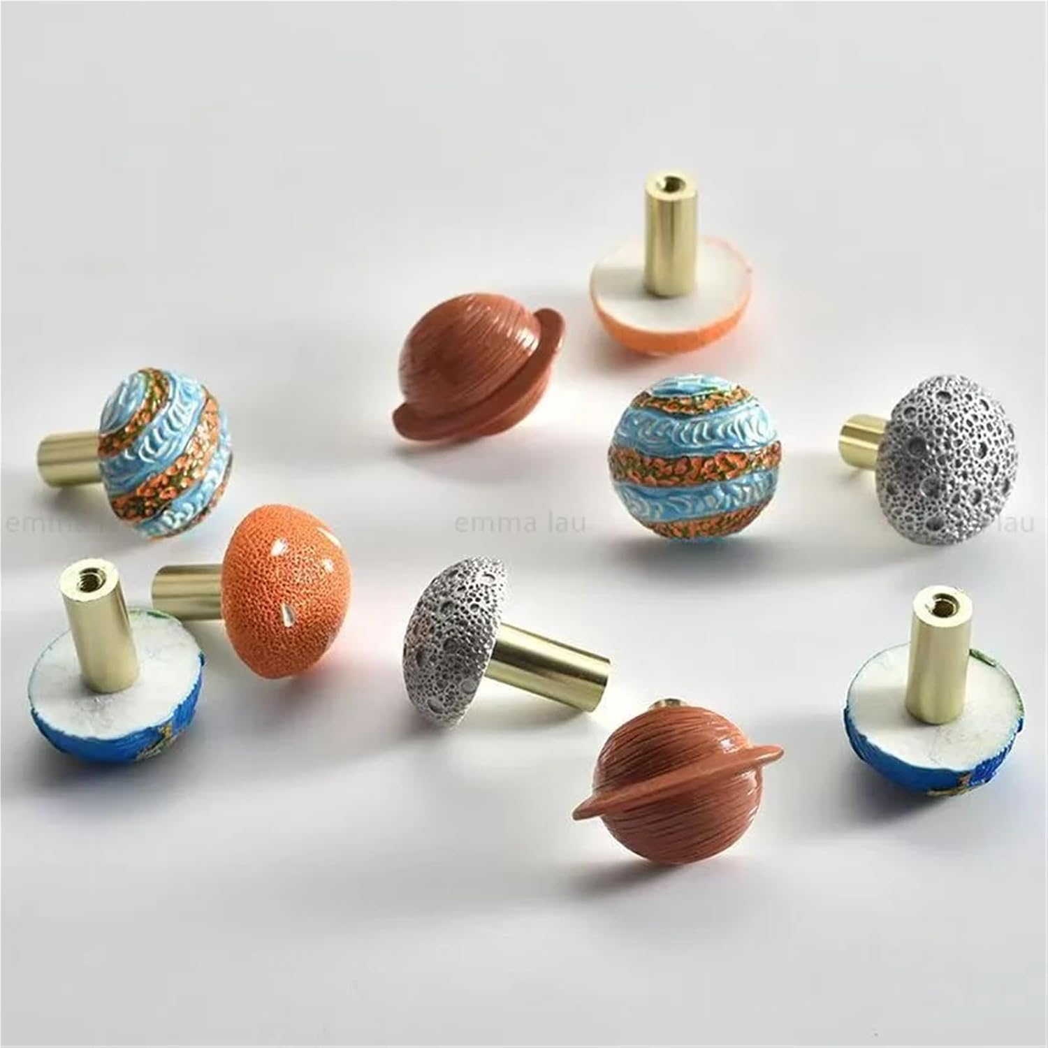 10pccs Creative Cartoon Planet Handle Single-Hole Drawer Door Children's Room Wardrobe Bookcase Shoe Cabinet Pull Furniture DIY(Jupiter)