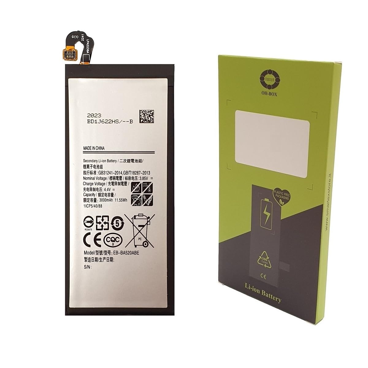OH-BOX® Battery compatible with Samsung EB-BA520ABE A5 2017 /J5 2017 (SM-J530, SM-A520F)