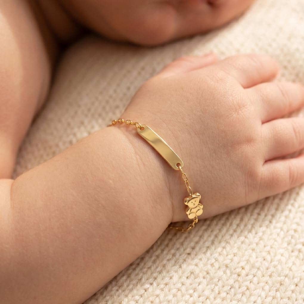 Time RoaD Bebe Pulsera Oro de 9K FG00065/14 Osito - Pulsera Bebé Oro - Ideal para Regalo de Bautizo, Cumpleaños