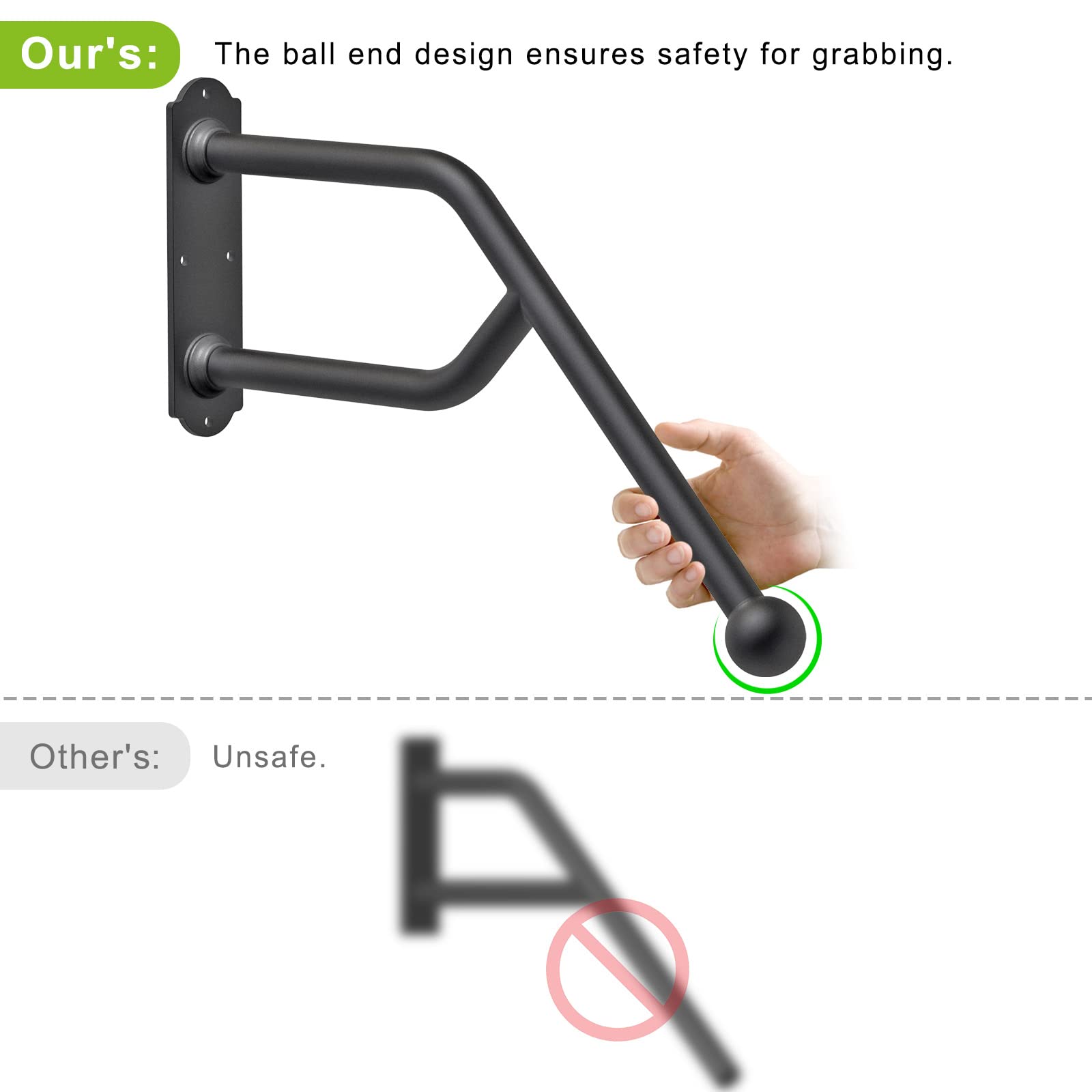 SELEWARE Main courante en fer soudée 66 cm 3,3 cm diamètre pour marches extérieures garde-corps