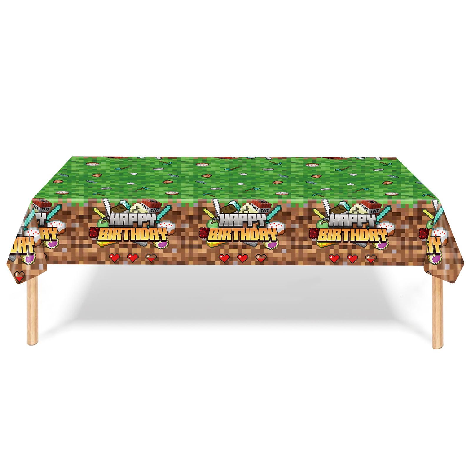 2 Stück Pixel-Spiel Tischdecken Einweg - 137x274 Cm, Wasserfeste Partydeko Für Kindergeburtstage