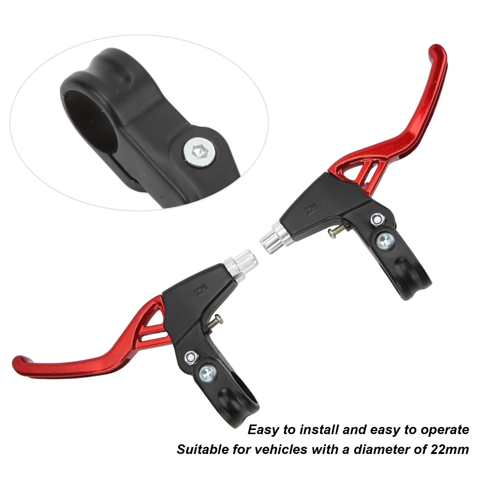 Lybunair 2Pcs Universal Bike Brake Lever with Aluminium Alloy V Brake Handlebar, Easy Installation Bike Accessory (Red)
