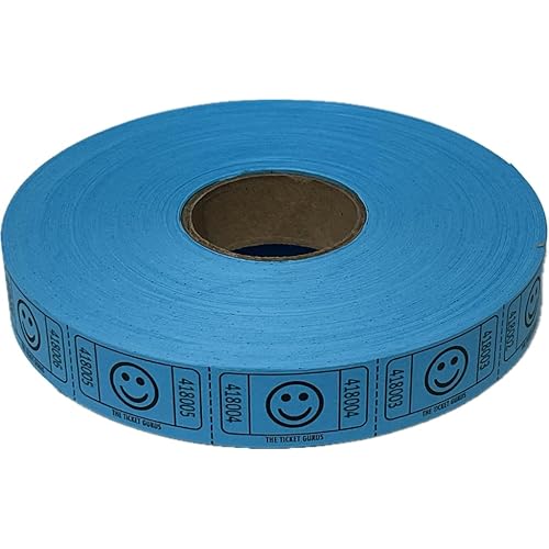 The Ticket Gurus-2000 Blue Smile Tickets Single Roll Consecutively Numbered Raffle Tickets