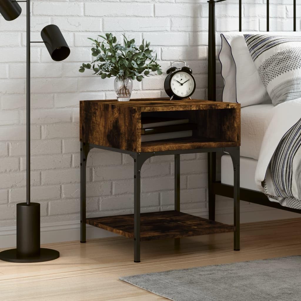 SXZenSpace 40x41x50cm Smoke Oak Nightstand, Multi-functional Bedside Table with Storage, Ideal for Cosmetics, Living Room, Corner Cabinet, Computer Desk.