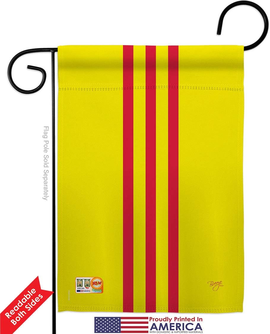 South Vietnam Garden Flag Set with Stand Regional Nationality Nation International World Country Particular Area Small Decorative Gift Yard House Banner Double-Sided Made In USA 13 X 18.5