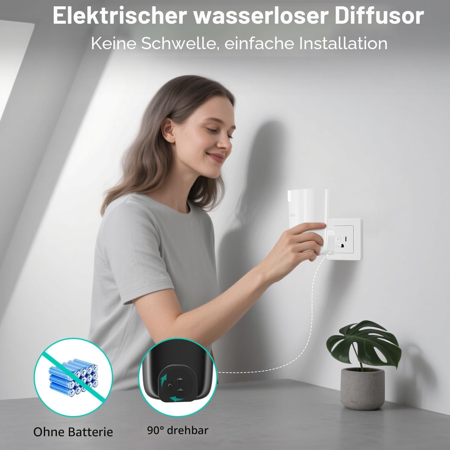 Aroma Diffuser Ohne Wasser, Steckdosen Diffusor, Intelligente Steuerung via Bluetooth-App, Abdeckung bis zu 500 ft²