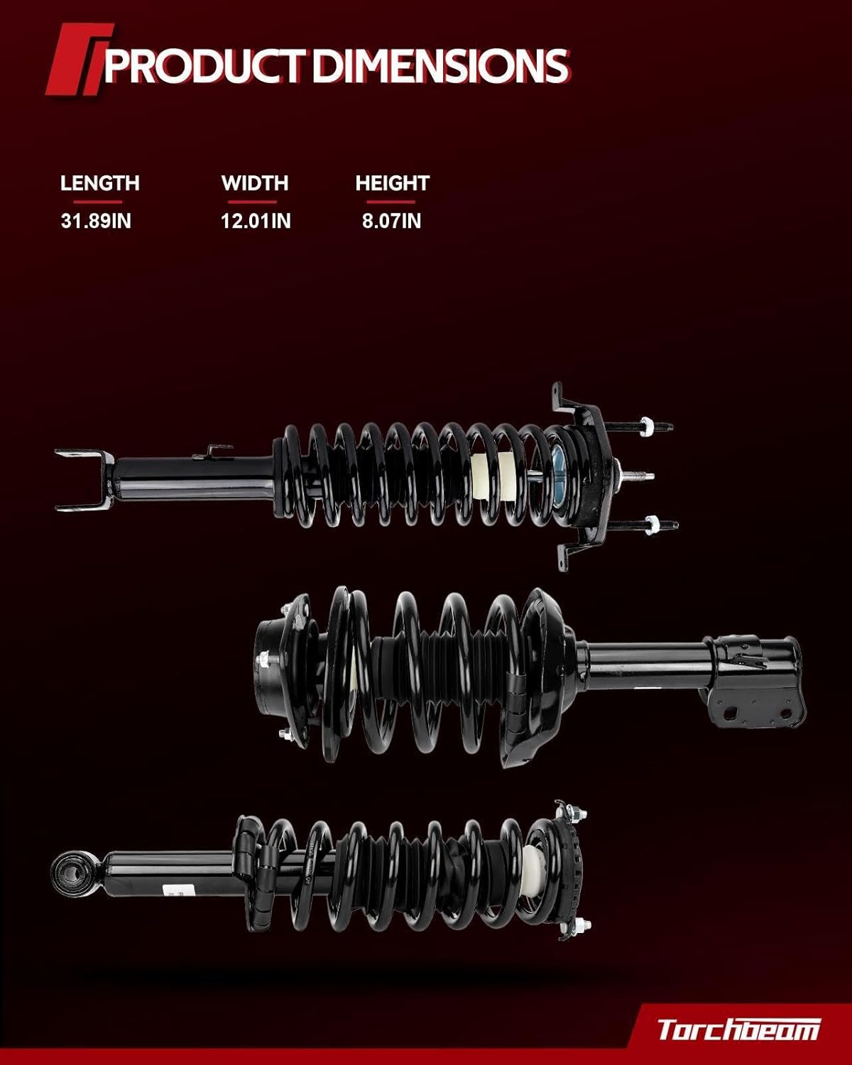 Torchbeam Front Shock Absorber Complete Assembly Fit for Escape 2001-2012,Mariner 2005-2011,Tribute 2001-2006 2008-2011 Replace 171593/171594 2PCS Amortiguadores Delanteros