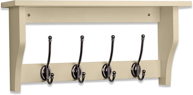 Maine Furniture Co. Lewiston Coat Hook Shelf in Cotswold Stone 4 Hook