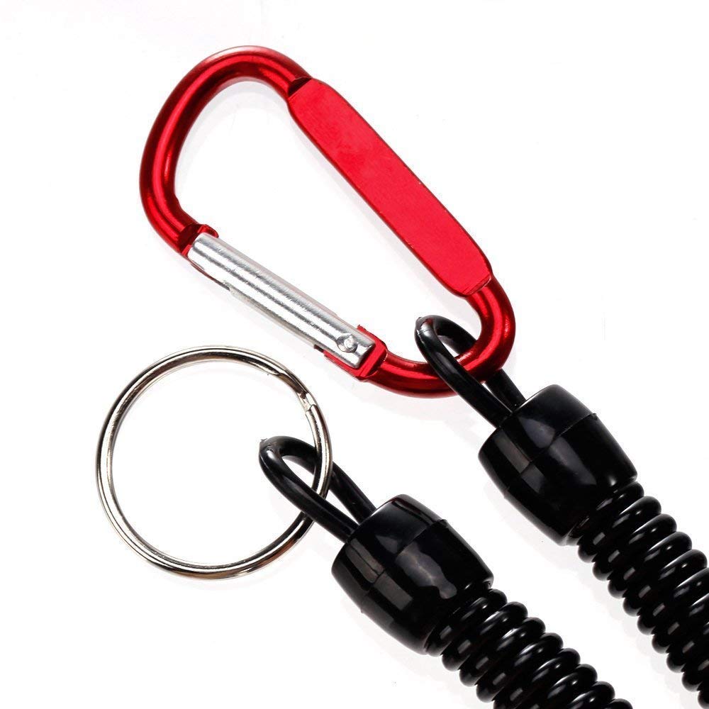 5Pcs Stretchy Spiral Keyring with Color Carabiner,Spiral Retractable Coil Spring Key Chain Theftproof Anti-Lost Stretch Cord Safety Key Ring with Metal for Keys, Wallet, Cellphone (Random Color)