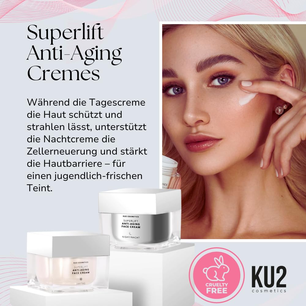 KU2 Cosmetics Superlift, crema da notte anti-invecchiamento, rigenerante per la notte con effetto lifting, per una pelle più liscia e più tonica, prodotta in Germania, 50 ml