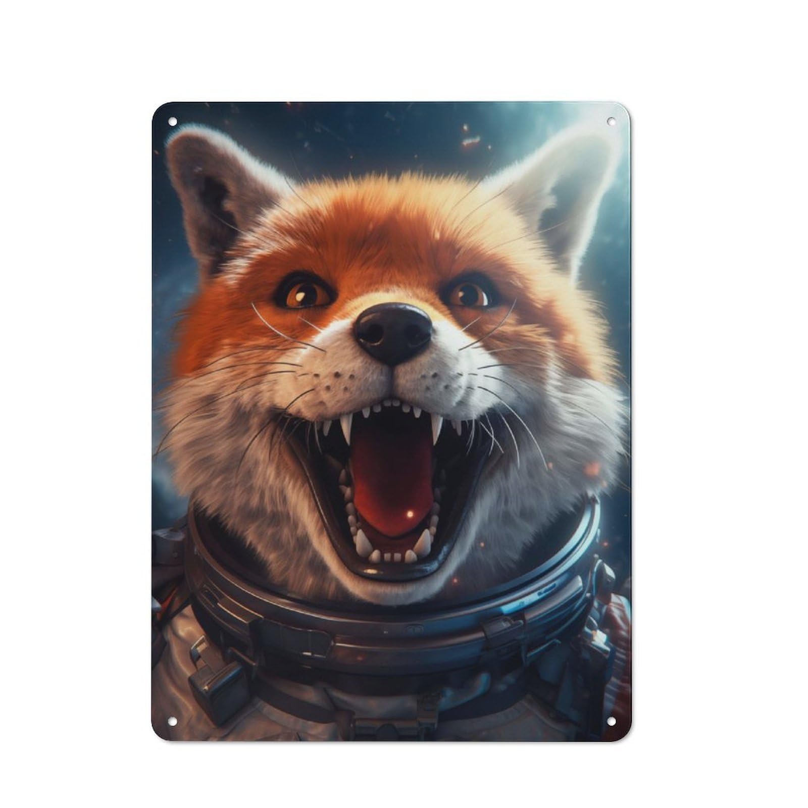 Junmoney Funny Space Fox Tin Sign 40X30cm With For Home Bar Wall, Vintage Decor, Wall Decoration For A Recently Updated Home Bar