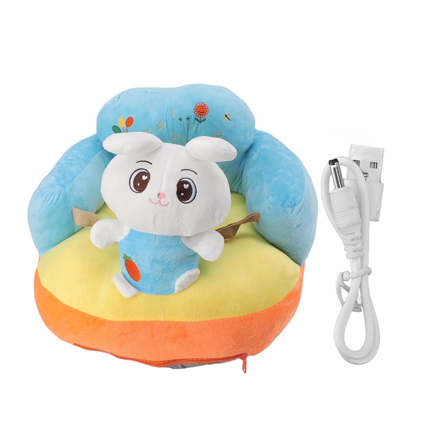 Baby Support Sofa, Adjustable Angle Infant Sit Up Chair, Lightweight Portable Baby Floor Seat, Safe Non Plush Lounger for Sitting Training and Growth (Rabbit Pattern)