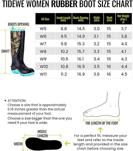 Miniatura 6 de TIDEWE botas de goma para hombre, para todas las temporadas, impermeables, con cambrellón de acero, neopreno de 1564pulgadas, duraderas, para cazar,