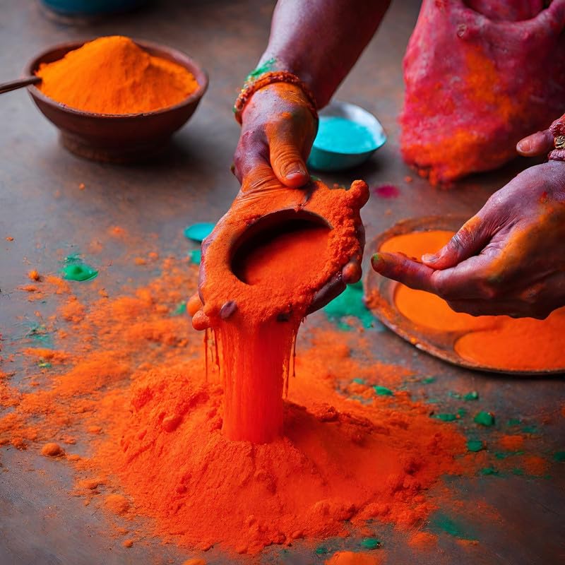 Image of Herbal and Organic Holi Colors | Eco Friendly | Orange Color 100gm | Natural and Skin-Friendly Gulal | Handmade and Non-Toxic | Holi Ke Rang | Holi Celebration | Stain Free
