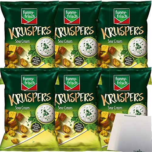 funny frisch Kruspers Sour Cream Style lecker gewürzt vegetarisch 6er Pack (6x120g Tüte) + usy Block