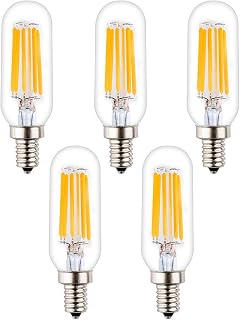 OPALRAY T8(T25) Small Tube Shape 6W LED Bulb, Dimmable, Warm White Light 2700K, 60Watts 600Lumens Incandescent Equivalent, E12 Small Bulb Base, Clear Glass Tubular Tip, 5 Pack