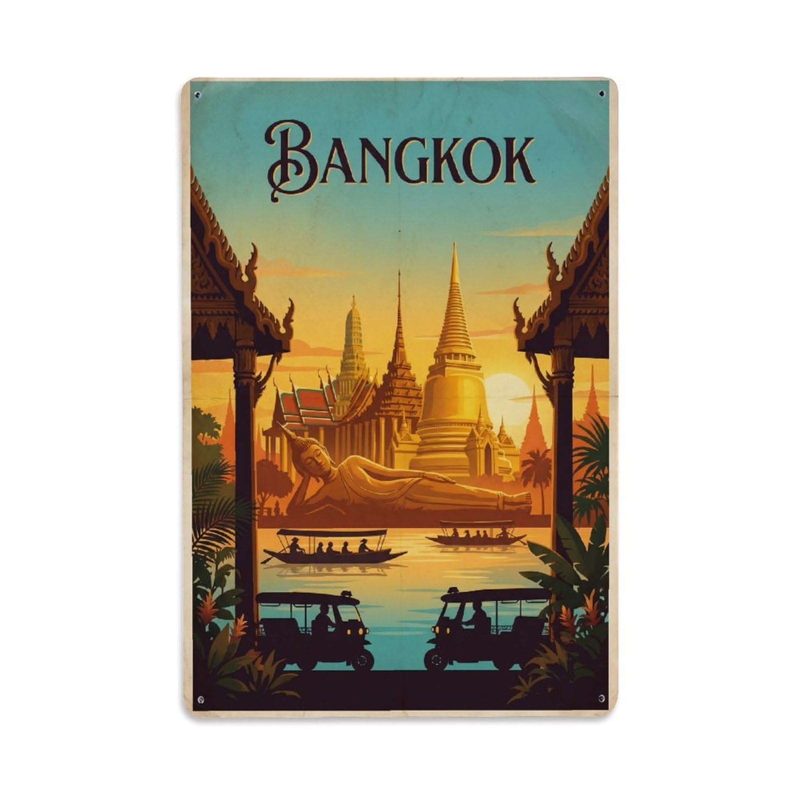 Huiyhb 8X12inch(20X30cm) Thailand Bangkok Vintage Travel Metal Tin Sign
