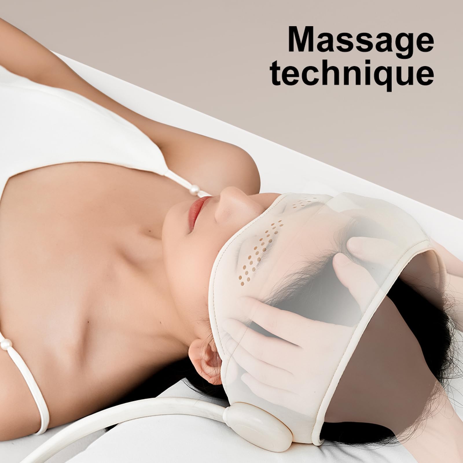 JIANYANA Kopf- und Augenmassagegerät mit Wärme - 6-Zonen-Luftkompressions-Kopfhautmassagegerät, Graphene beheizte Augenmaske, 4 Modi & verstellbarer Gurt für Migräne-Linderung, Stressentspannung