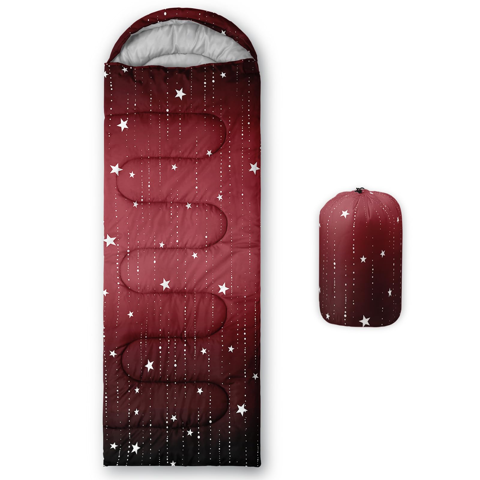 QOOMO Red Galaxy Printed Camping Sleeping Bags,3 Season Warm & Cool Weather,Lightweight,Waterproof Sleeping Bags for Adults & Kids,Traveling,and Outdoors,Camping Gear Equipment,31x90inch