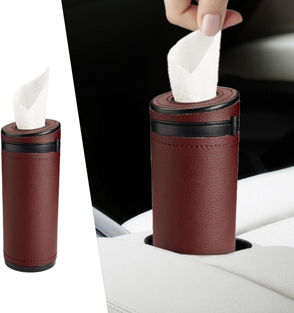 Car Tissues Holder, Multifunctional Tissue Cylinder Boxes, Car Tissues Canned, Travel Tissue Tubes, Car Box Container Fit for Car Cup Holder Home Bathroom Office (Black)