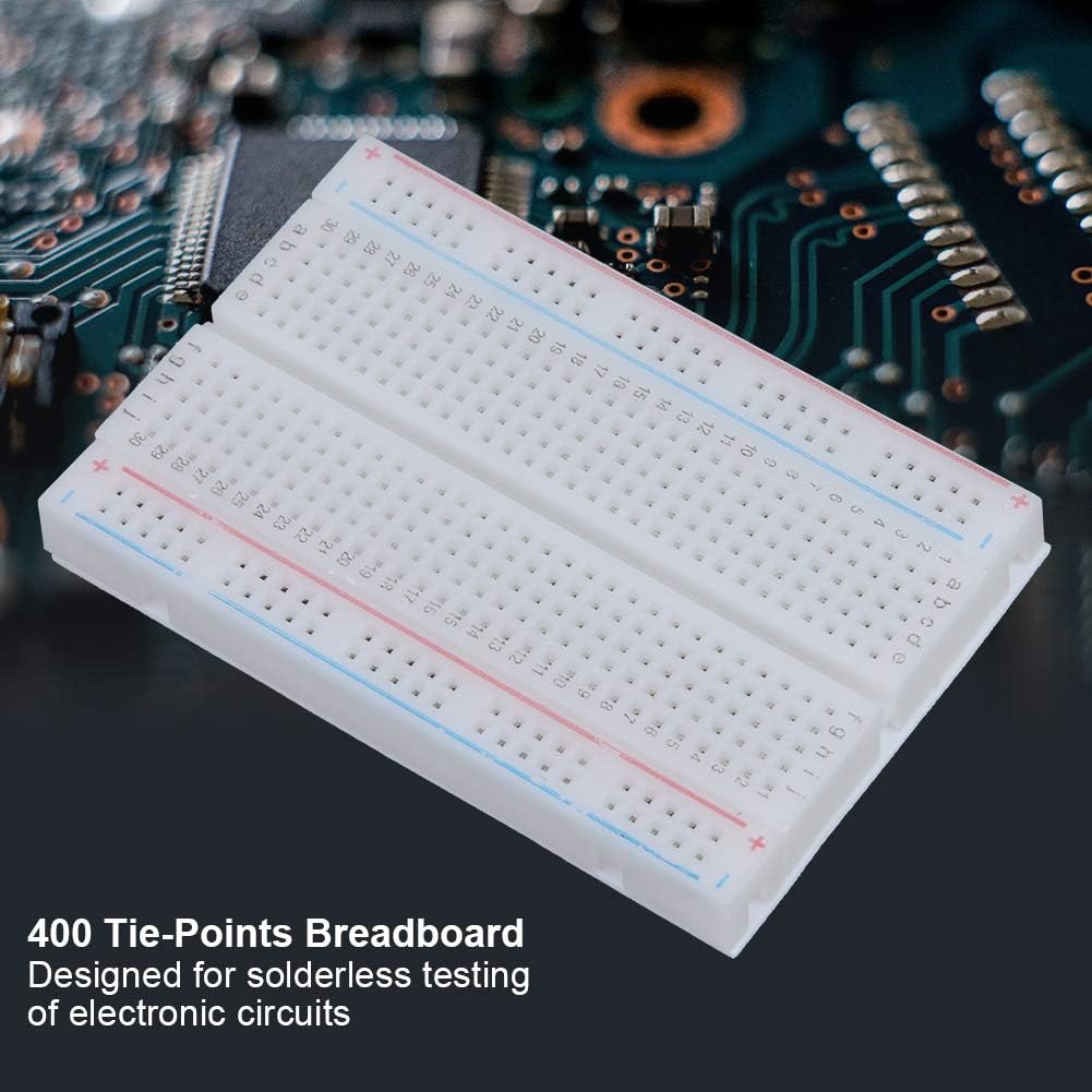 Angled view of the AYNEFY 400 Tie Points Mini Solderless Breadboard