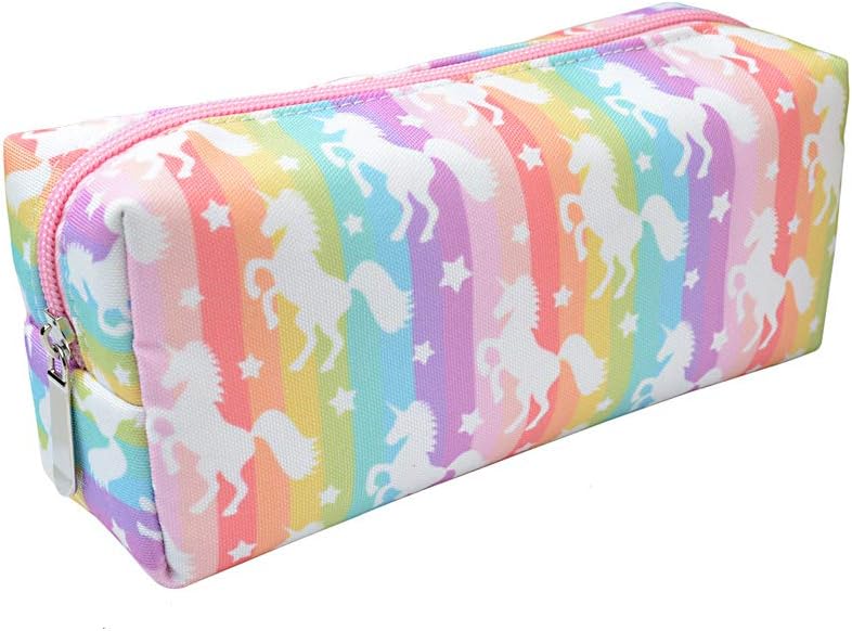 Rantanto Unicorn Rainbow Pencil Case Pink Cute Pen Pouch Holder Box Stationary Bag Organizer Office School Unicorn Gift For Teen Girls Women (CPH005 Rainbow Unicorn)