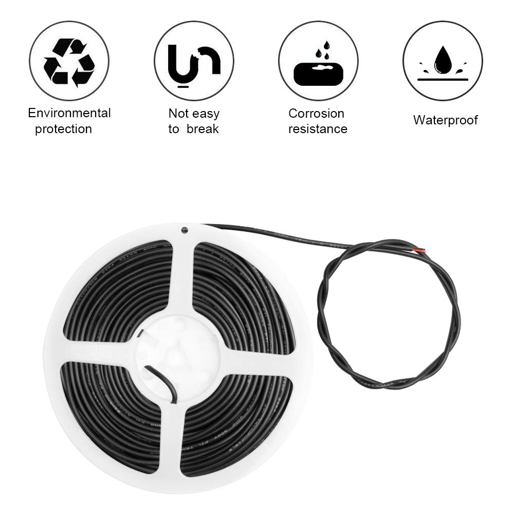 Electrical Wire 65.6ft 22AWG Conductor Wire, 22 Gauge Black Tinned Copper Hookup Wire, 2 Pin Insulated Solid Core, Flexible Extension Electrical Cord for LED Strip, Auto, 12/24 Volt Lighting