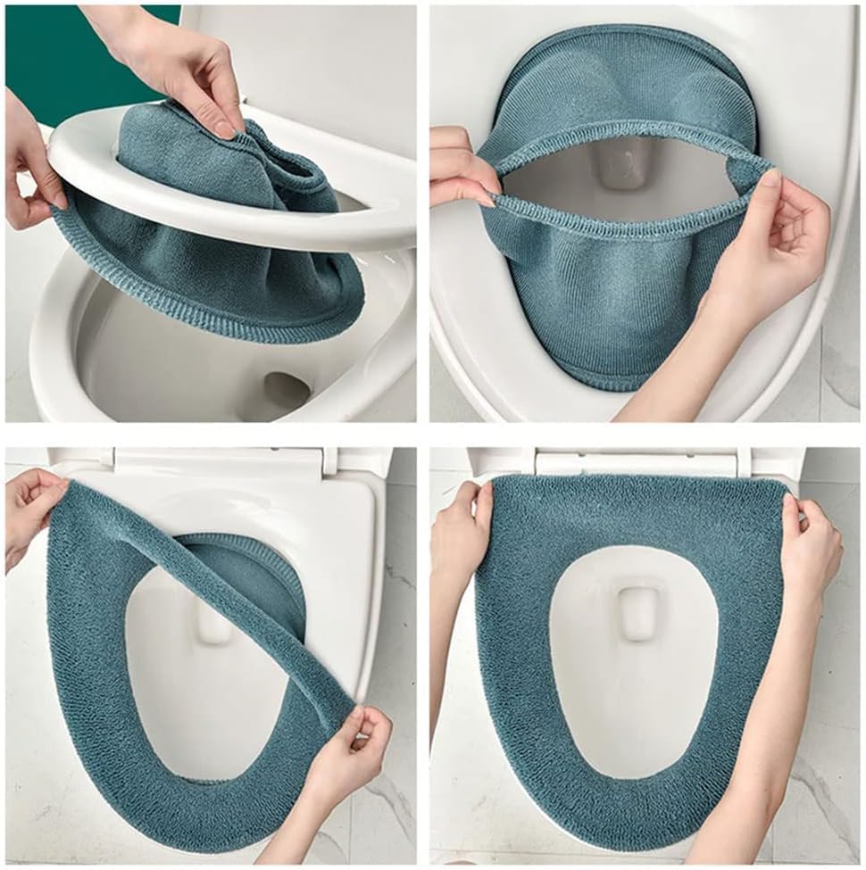Housses de siège de toilette en tissu extensible gris violet vert - 6