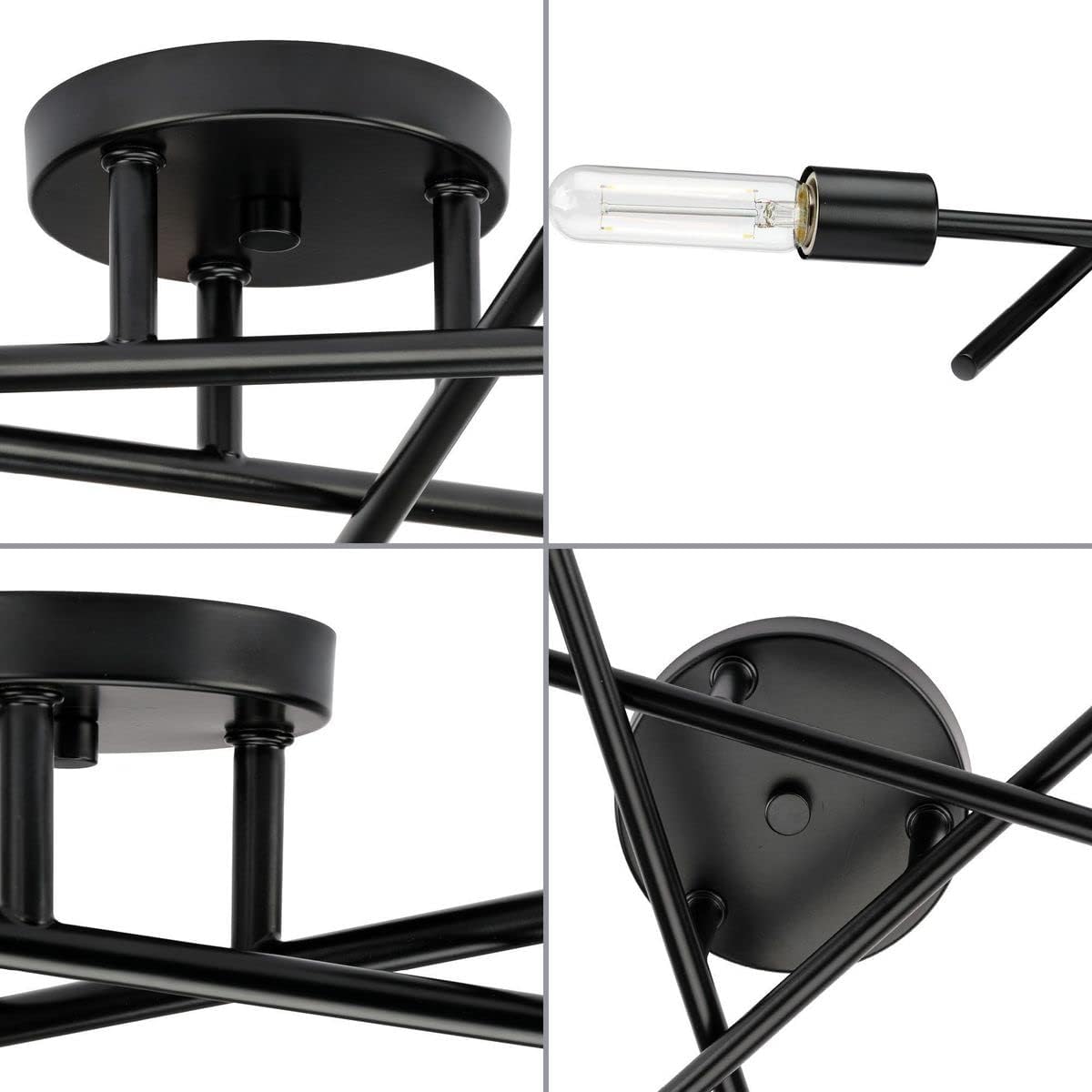 Progress Lighting Antique Bronze Astra Collection 3-Light Modern Semi-Flush Mount Light Matte Black
