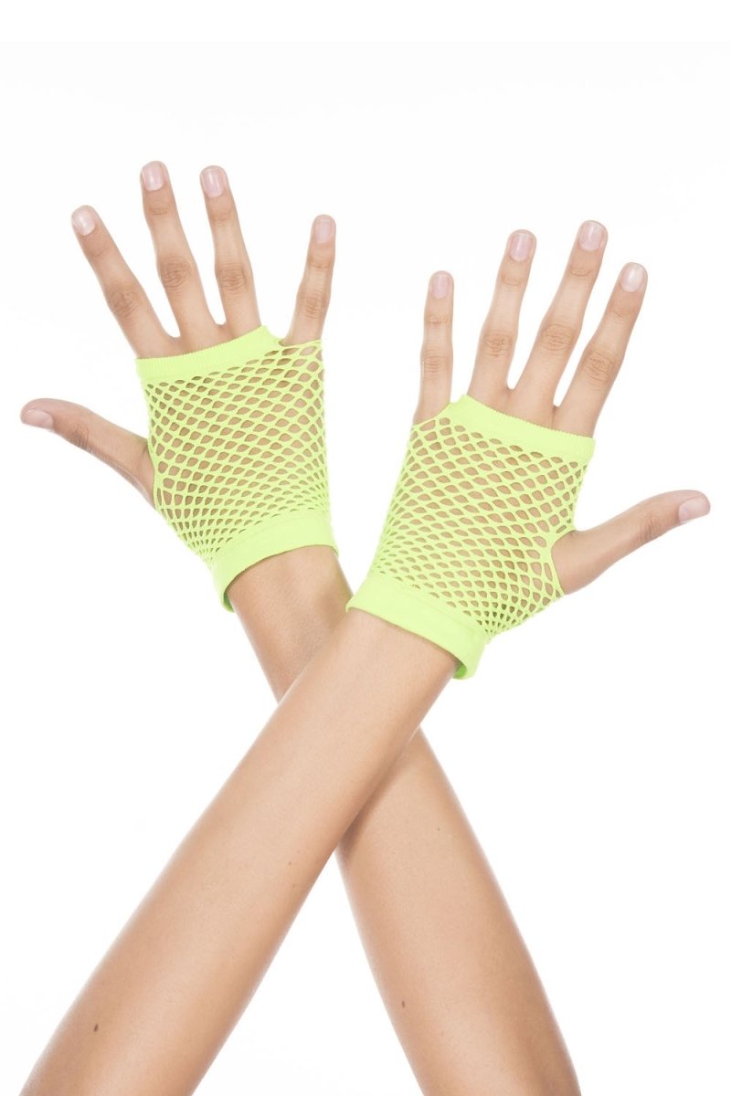 Thick Diamond Net Gloves Neon Green