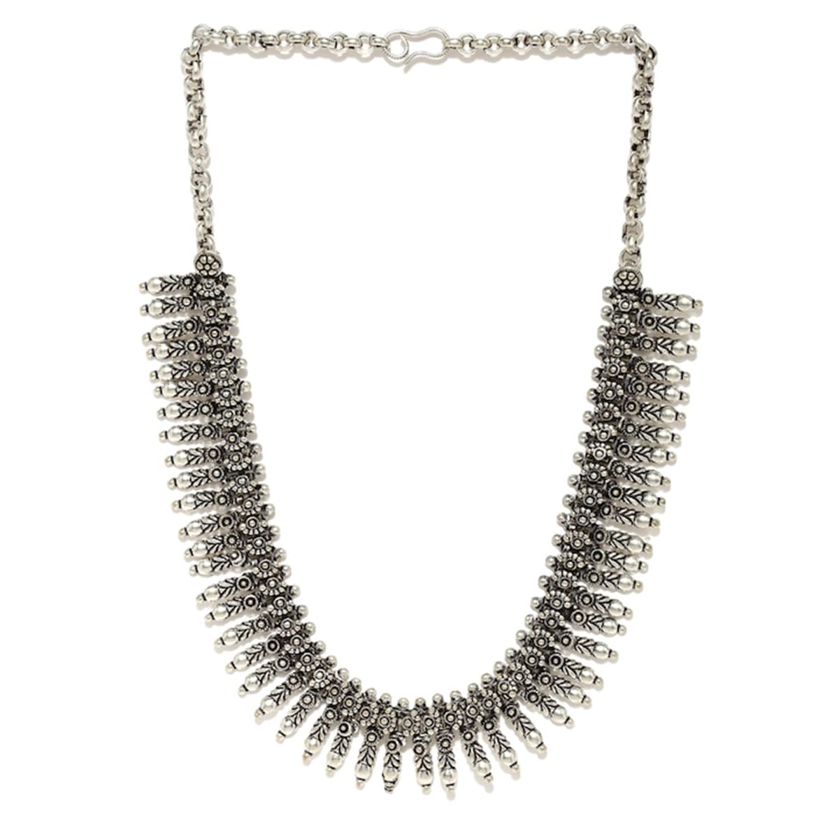 Rubans Oxidised Silver-Toned Textured Necklace For Women (B0D6LWZSQ9) Amazon Price History, Amazon Price Tracker