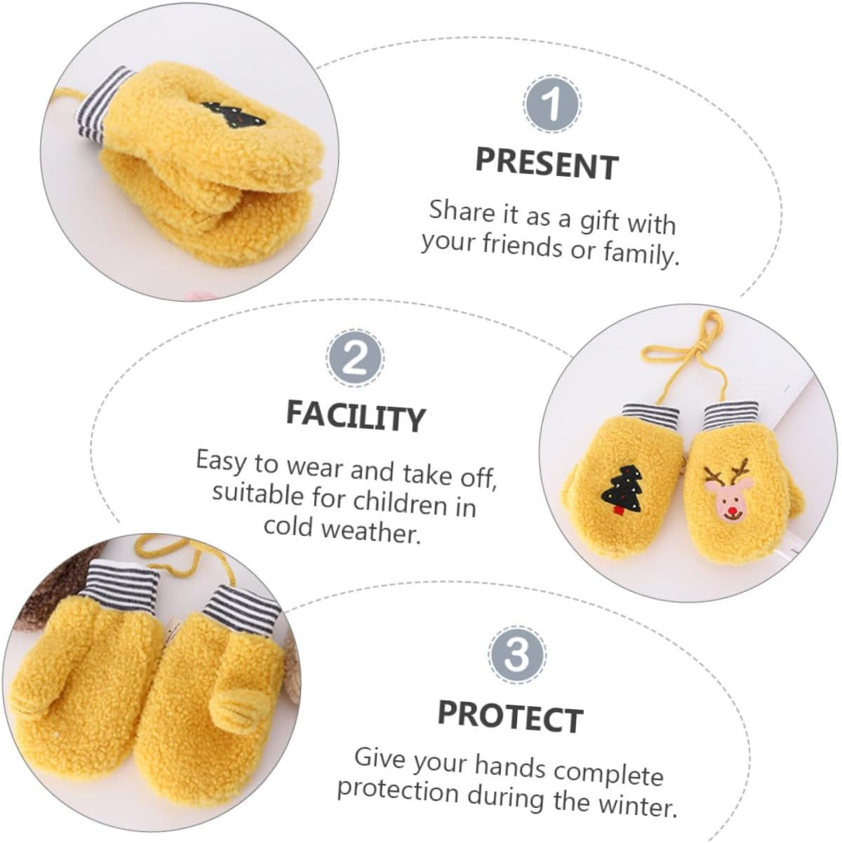 COLLBATH 1pair Boy Girl Cartoon Mittens Cute Warm Gloves for Boys Girls Windproof Full Finger Design for Daily Wear Parties Random Colors