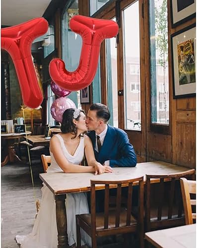 Miniatura 9 de TONIFUL Globos grandes de letras rojas brillantes de 40 pulgadas de la A a la Z, globos gigantes de papel de aluminio de helio de Mylar para fiesta