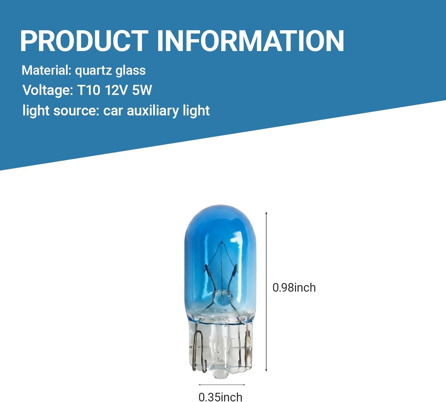 10 PCS T10 Car Wedge Light, 12V 5W Miniature Bright Auto Dashboard Gauge Side Light Bulb Lamp, Multifunctional Width Indicator Light, Instrument bulb, Lighting Accessories for Most Cars (Blue)