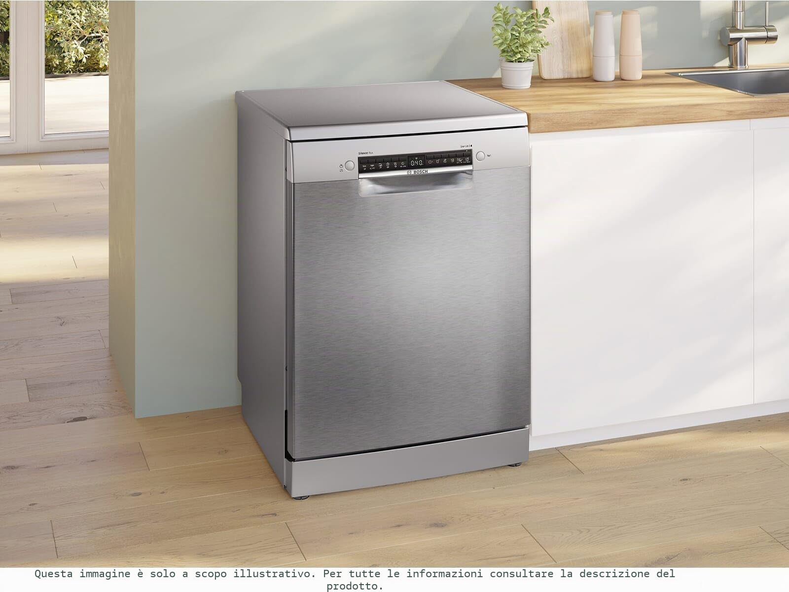Bosch Serie 4, lavastoviglie indipendente, 60 cm, Silver Inox, SMS4EMI06E