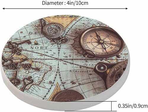 Miniatura 2 de Antiguos objetos raros de pirata, posavasos para mesa, brújula retro, esqueleto vintage, clave del mundo, mapa del mundo, aventuras, reutilizables,