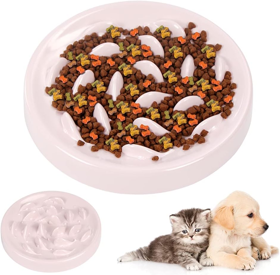 Zaloife Alimentadores Lentos, Lenta Comedero, Comedero Perros Pequeños Antivoracidad, Comedero Gato Interactivo, Tazon Comedero para Mascotas (Rosa)