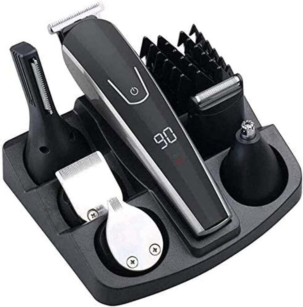 Cortapelos para hombres, kit recortador de barba 6 en 1, inalámbrico, de precisión, resistente al agua, recargable por USB.