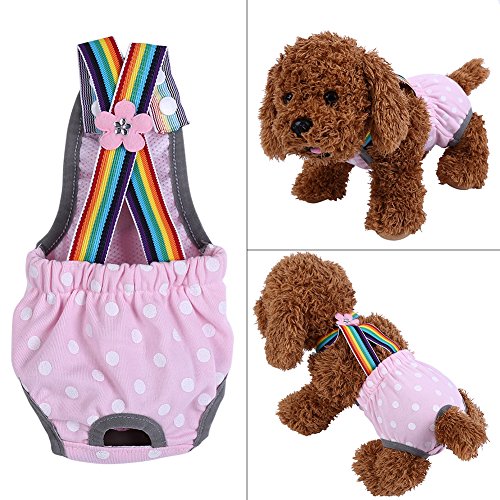 Image of Washable Female Dog Diapers Underwear, 6Sizes Pet Sanitary Pants Cloth Diaper Nappy Covers Underwear Reusable Suspender(S /10号)