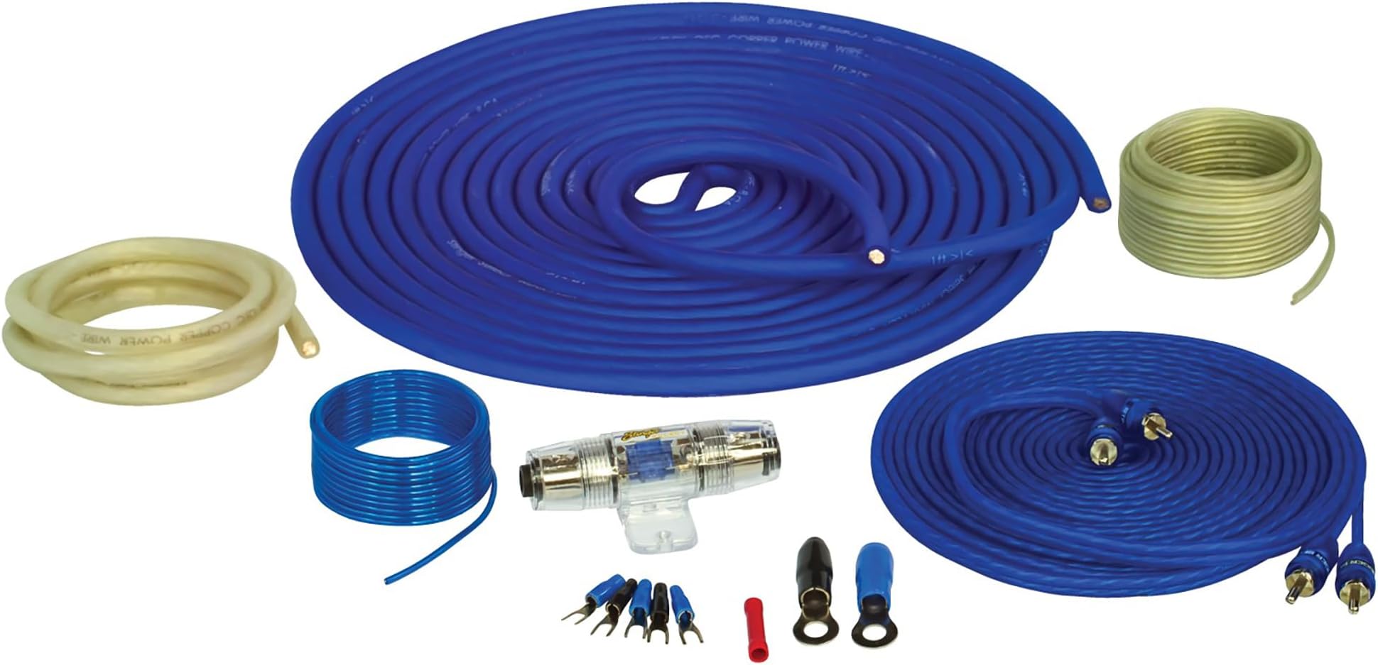 4-Gauge Copper Amplifier Wiring Kit, 1200 Watt Sub Wiring Kit, Complete Amp Wiring KIt for Complete Installation (4 Gauge - 1200 Watt)
