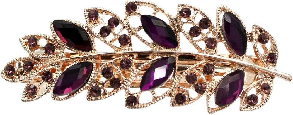 Petit Celeb ウェディング ヘッドドレス ヘアアクセサリー 髪飾り 結婚式 和装 バレッタ 髪留め 人気 リーフ キラキラ ゴージャス ラインストーン