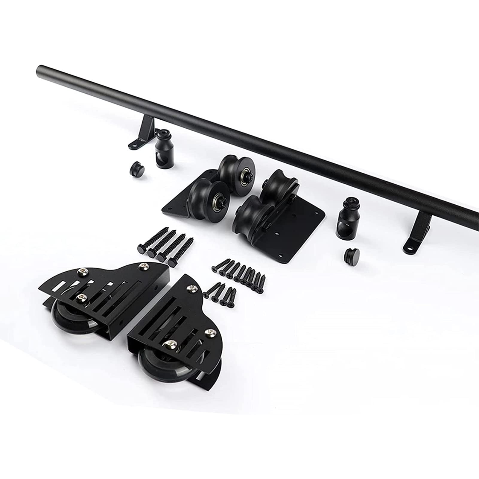 Kit de quincaillerie pour échelle coulissante avec rail rond de 300 cm en acier noir