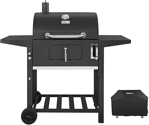 Royal Gourmet CD1824AC 24 Inch Charcoal Grill BBQ Outdoor Picnic, Patio Backyard Cooking, with Cover, Black
