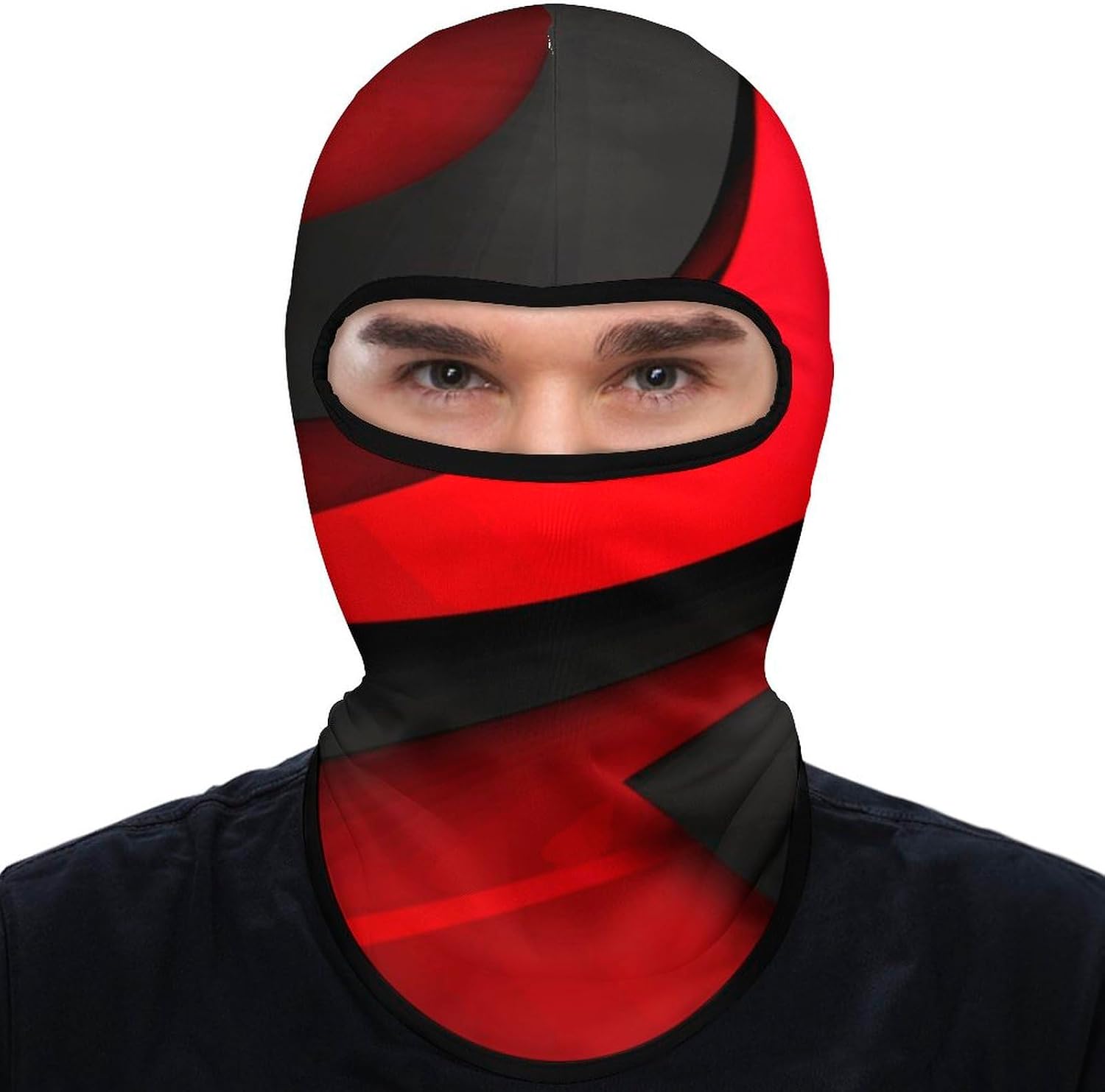 Balaclava Face Mask for Men Women Sun Protection Full Face Cover | Breathable Red Black Full Face Mask Windproof Ski Mask Motorcycle Helmet Lining for Outdoor Sport Cycling