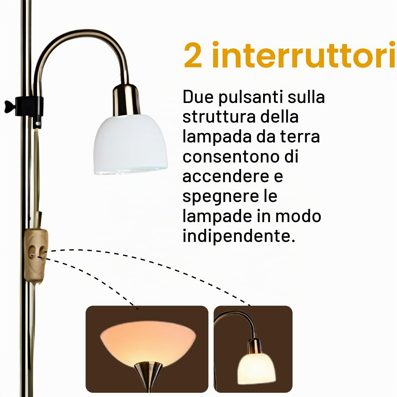 Arte Lamp Lampada da Terra Salotto 1 Luce in Materiali Curati Bianco e Argento Piantana Lampada da Terra per Soggiorno Lettura Divano e Relax con Design Accogliente per Angolo Relax