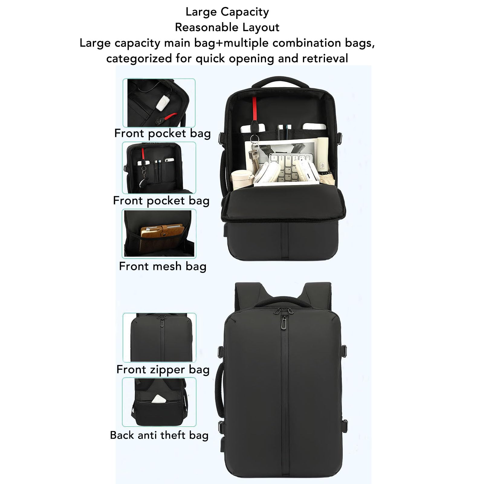 Sac à Dos de Compression Sous Vide, Extensible de 22 L à 55 L, Sac à Dos de Voyage de Grande capacité, étanche à la Pluie, à de Chargement USB avec Pompe Intégrée pour la Randonnée en Plein