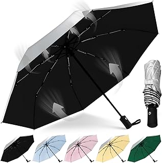 HEXSOLID 92/105CM Guarda-chuva Dobrável Antivento Mulher Homem UPF 50+ Guarda-chuva Para o Sol Com Filtro Solar Proteção UV Portátil Viagem Com Um Botão Aberto e Fechamento Automático