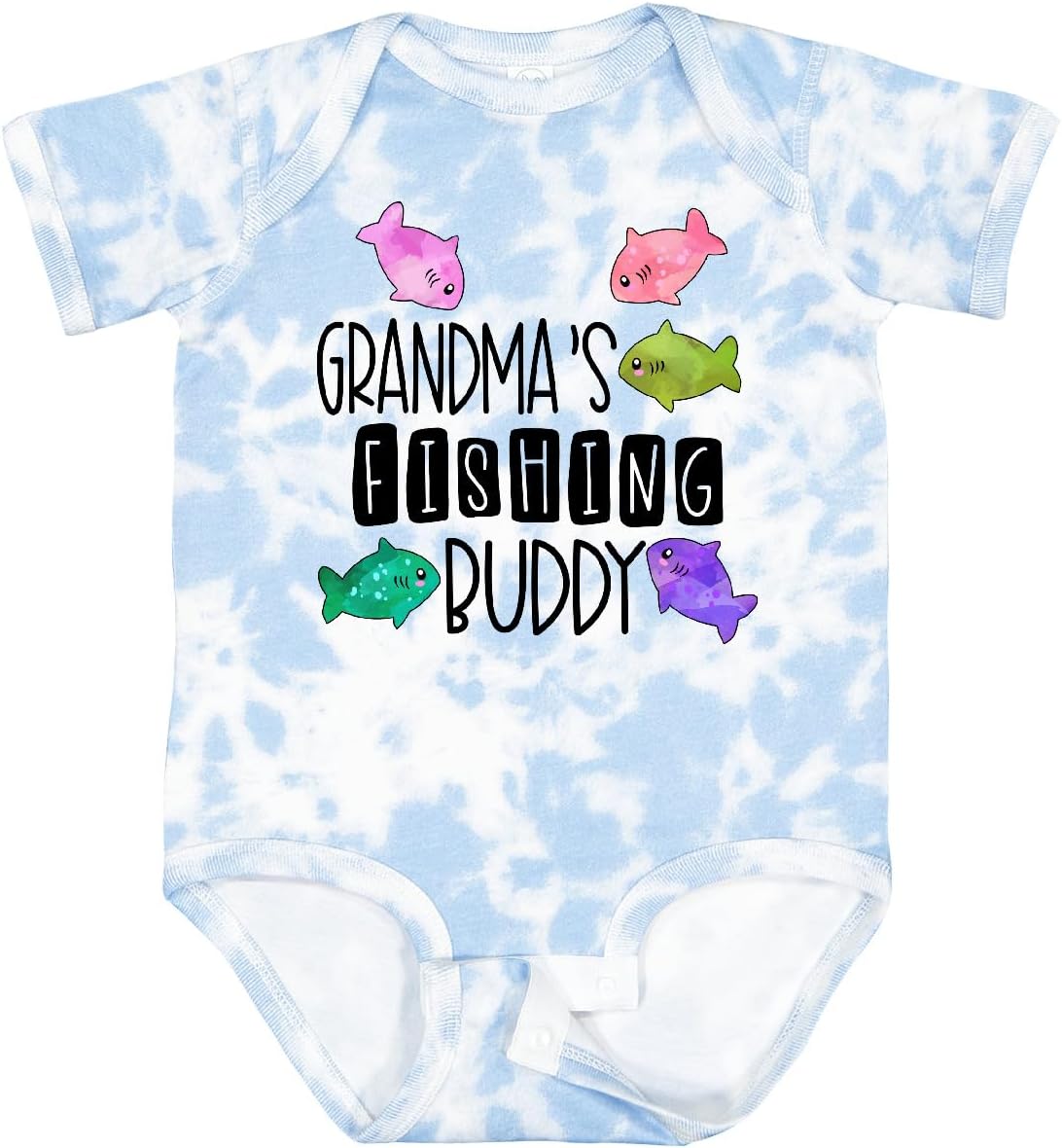 inktastic Grandma's Fishing Buddy with Colorful Fish Baby Bodysuit